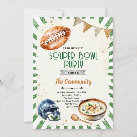 SOUPer Bowl Party Invitation 招待状 (正面)