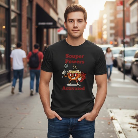 Souper Powers Activated Funny Soup Pun Tシャツ