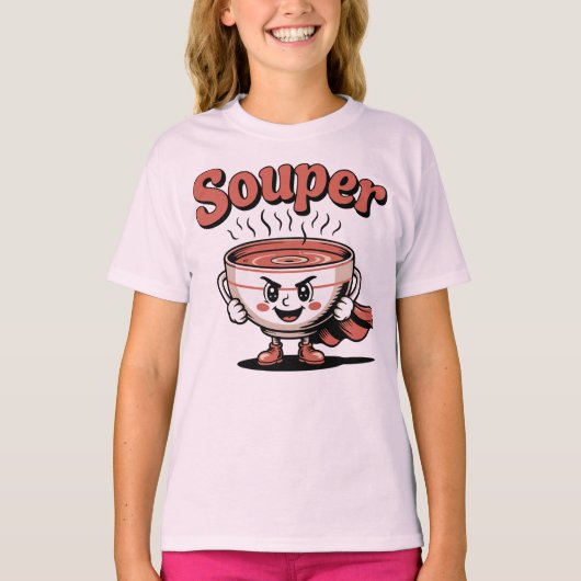 Souper Soup Pun Food Hero Tシャツ (正面)