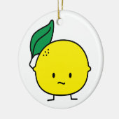 Sour yellow lemon leaf citrus fruit lemony セラミックオーナメント (左)
