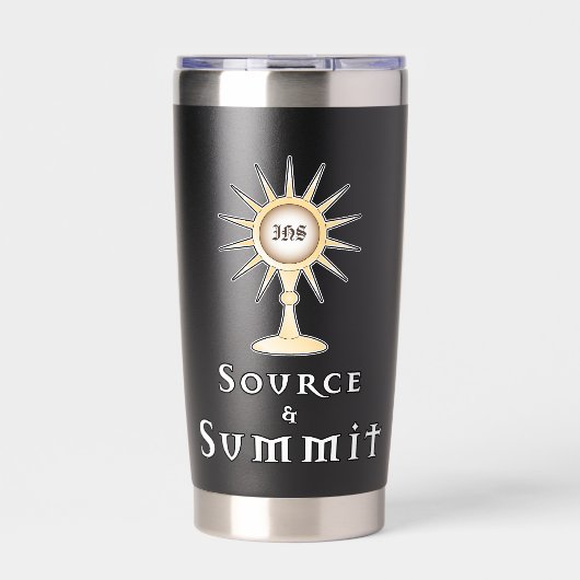 Source and Summit: Holy Eucharist John 6:51 Quote 保温保冷タンブラー (正面)