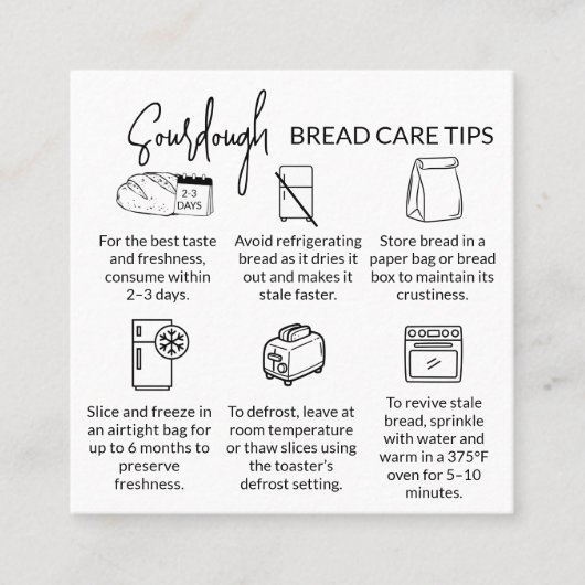 Sourdough Bread Care Tips with Thank You Logo Card コーリングカード (正面)