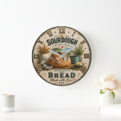 Sourdough Bread Rustic Artisan Bakery ラージ壁時計 (ホーム)