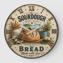 Sourdough Bread Rustic Artisan Bakery ラージ壁時計