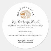 Sourdough Bread Slice Watercolor Ingredient ラウンドシール (正面)