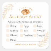 Sourdough Bread Wheat Food Allergy Alert スクエアシール (正面)