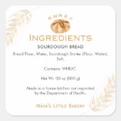 Sourdough Bread Wheat Ingredient Product スクエアシール (正面)