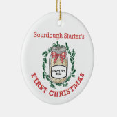 Sourdough Starter's First Christmas Add Name セラミックオーナメント (右)