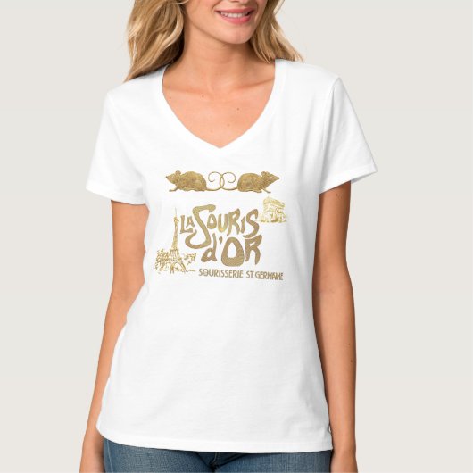 「Souris d'Or」パリのネズミ専門店Tシャツ | 猫好きさんへ Tシャツ (正面)