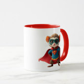 Souris super-héros avec cape rouge et masque. マグカップ (正面右)