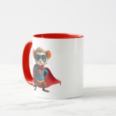 Souris super-héros avec cape rouge et masque. マグカップ (正面左)
