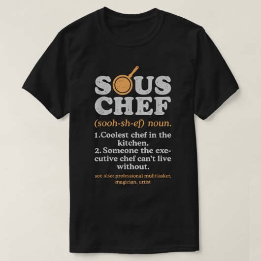 Sous Chef Noun Definition Funny Cooking Term Men W Tシャツ (デザイン正面)