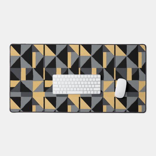 Sous-main / Tapis de Bureau Géométrique Noir et Or デスクマット (キーボード&マウス)
