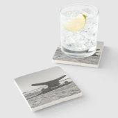 Sous-verre thème marin, noir et blanc ストーンコースター (横)