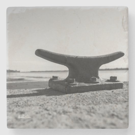 Sous-verre thème marin, noir et blanc ストーンコースター (正面)