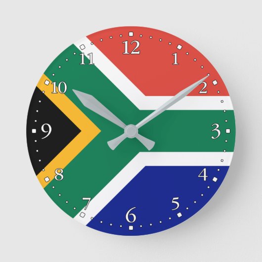 South Africa Flag ラウンド壁時計 (正面)
