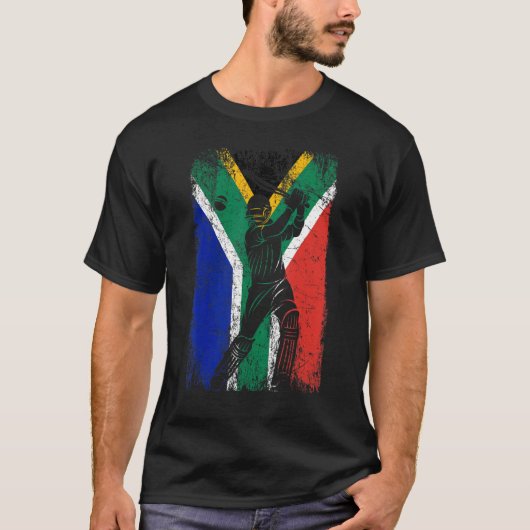 South Africa Flag Cricket Fan Player Coach Tシャツ (正面)