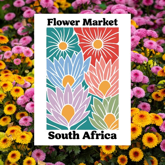 South Africa Flower Market Colorful Proteas ポストカード