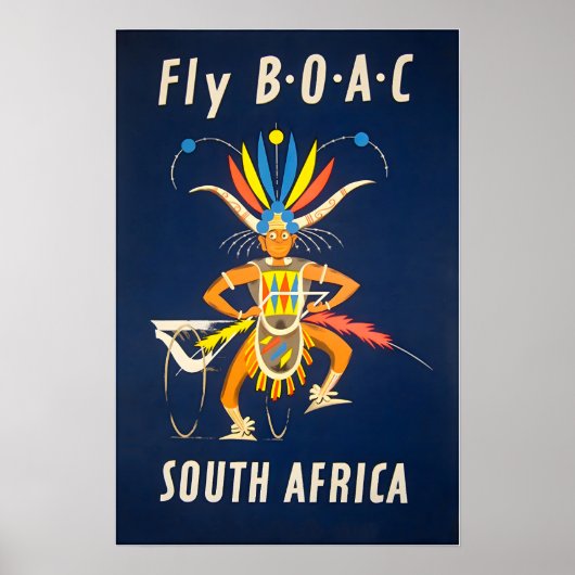 South Africa Poster BOAC Travel Art African Print ポスター (正面)