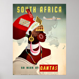 South Africa Qantas Vintage Travel ポスター