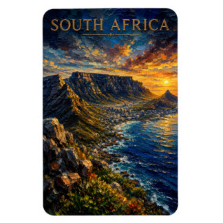 South Africa: Sunset Glow Table Mountain Art Souve マグネット