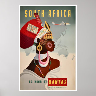 South Africa Travel Poster African Wall Art Qantas ポスター