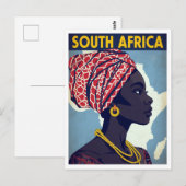 South Africa Woman Portrait Retro Art ポストカード (正面/裏面)