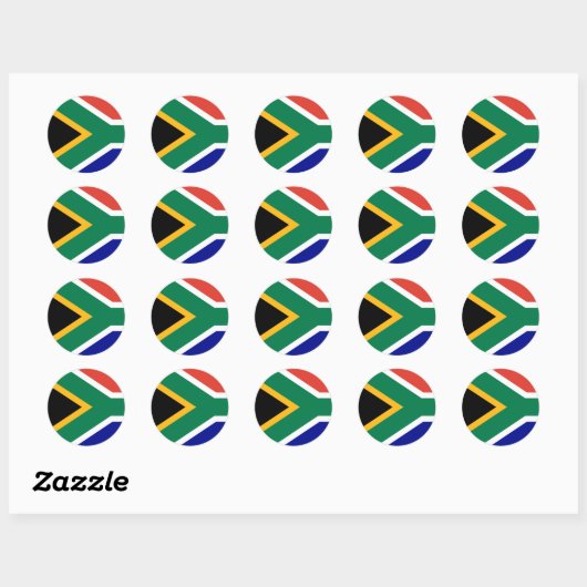 South African Flag ラウンドシール (シート)