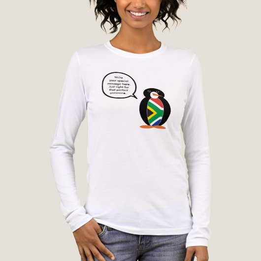 South African Flag Talking Ms. Penguin Personalize トライブレンドＴシャツ (正面)