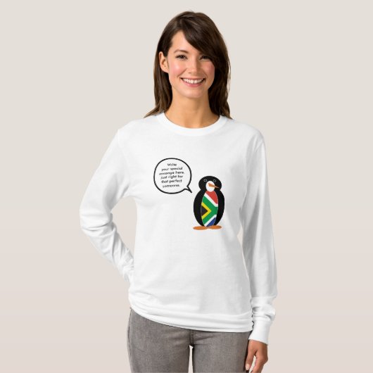 South African Talking Ms. Penguin Personalize Text Tシャツ (正面フル)