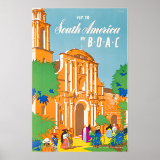 South America Poster BOAC Travel Art South America ポスター