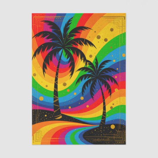 [South Beach Vibes] Retro Pop Art Deco Palm Trees 薄葉紙 (正面)