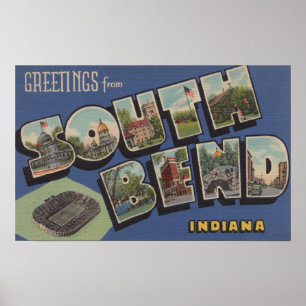 South Bend、インディアナ-大きい手紙場面 ポスター