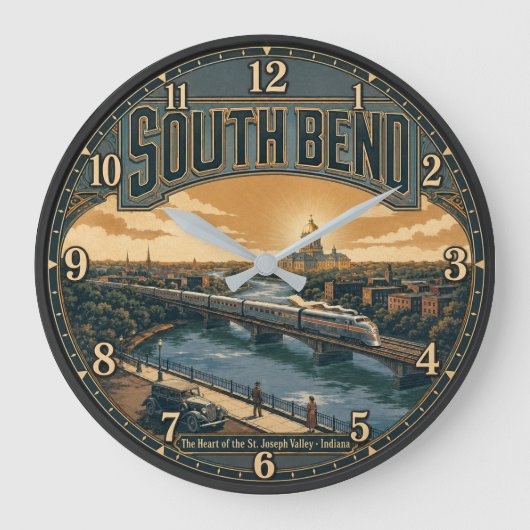 South Bend Indiana ラージ壁時計 (正面)