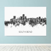 South Bend Indiana Skyline BW キャンバスプリント (インサイチュ (ウッドフロア))