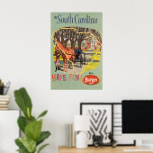 South Carolina Art Print Burger Beer Travel Poster ポスター (ホームオフィス)