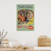 South Carolina Art Print Burger Beer Travel Poster ポスター (キッチン)