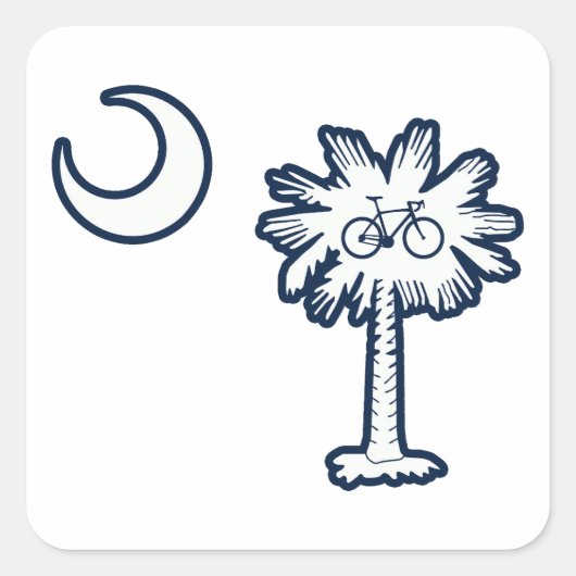South Carolina Flag Palm Tree Bike スクエアシール (正面)