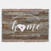 South Carolina Home State Personalized Wood Look スローブランケット (正面)