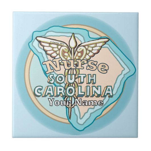 South Carolina Nurse Caduceus Tile タイル (正面)