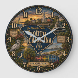 South Carolina Palmetto State Coastal Charleston ラージ壁時計