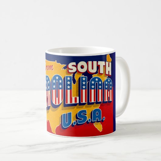 South Carolina Patriotic Greeting Mug コーヒーマグカップ (正面右)