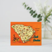 South Carolina Retro Orange Postcard ポストカード (スタンド正面)