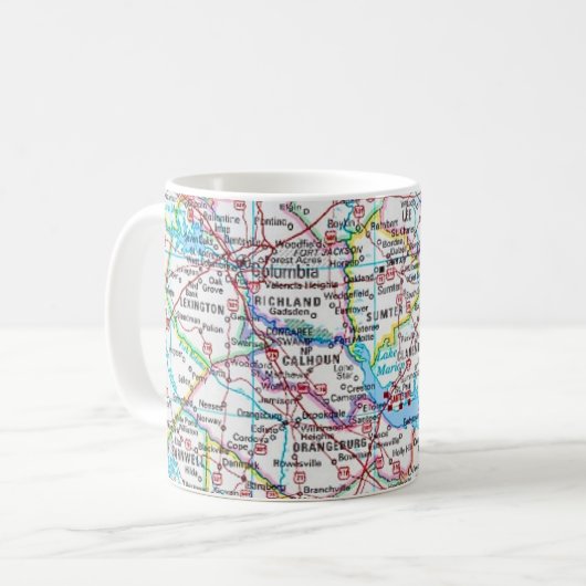 South Carolina Road Map Mug コーヒーマグカップ (正面左)