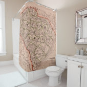 South Carolina Vintage Map Shower Curtain シャワーカーテン (インサイチュ)