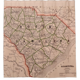 South Carolina Vintage Map Shower Curtain シャワーカーテン