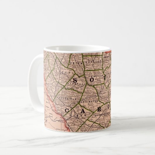 South Carolina Vintage Road Map Mug コーヒーマグカップ (正面左)