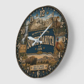 South Dakota Mount Rushmore Rustic Wall Art ラージ壁時計 (傾斜)