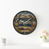 South Dakota Mount Rushmore Rustic Wall Art ラージ壁時計 (ホーム)
