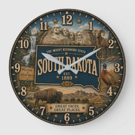 South Dakota Mount Rushmore Rustic Wall Art ラージ壁時計